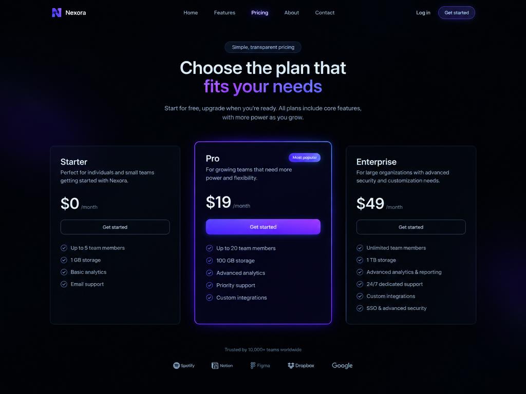 Pricing Page